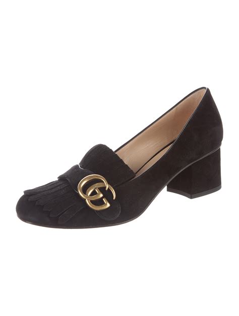 gucci marmont shoes black|Gucci Marmont black suede shoes.